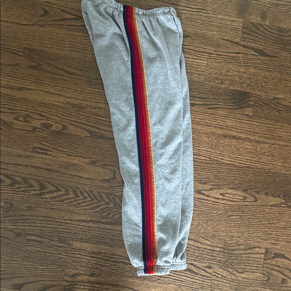 Aviator Nation Gray Pants with Red and Gold Stripe